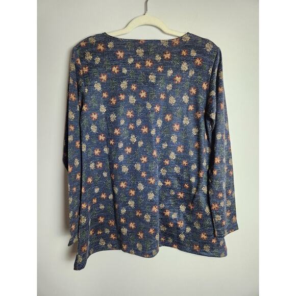 Yak and Yeti Asymmetric hem blouse sz S boho Lagenlook floral minimalist - Picture 4 of 10